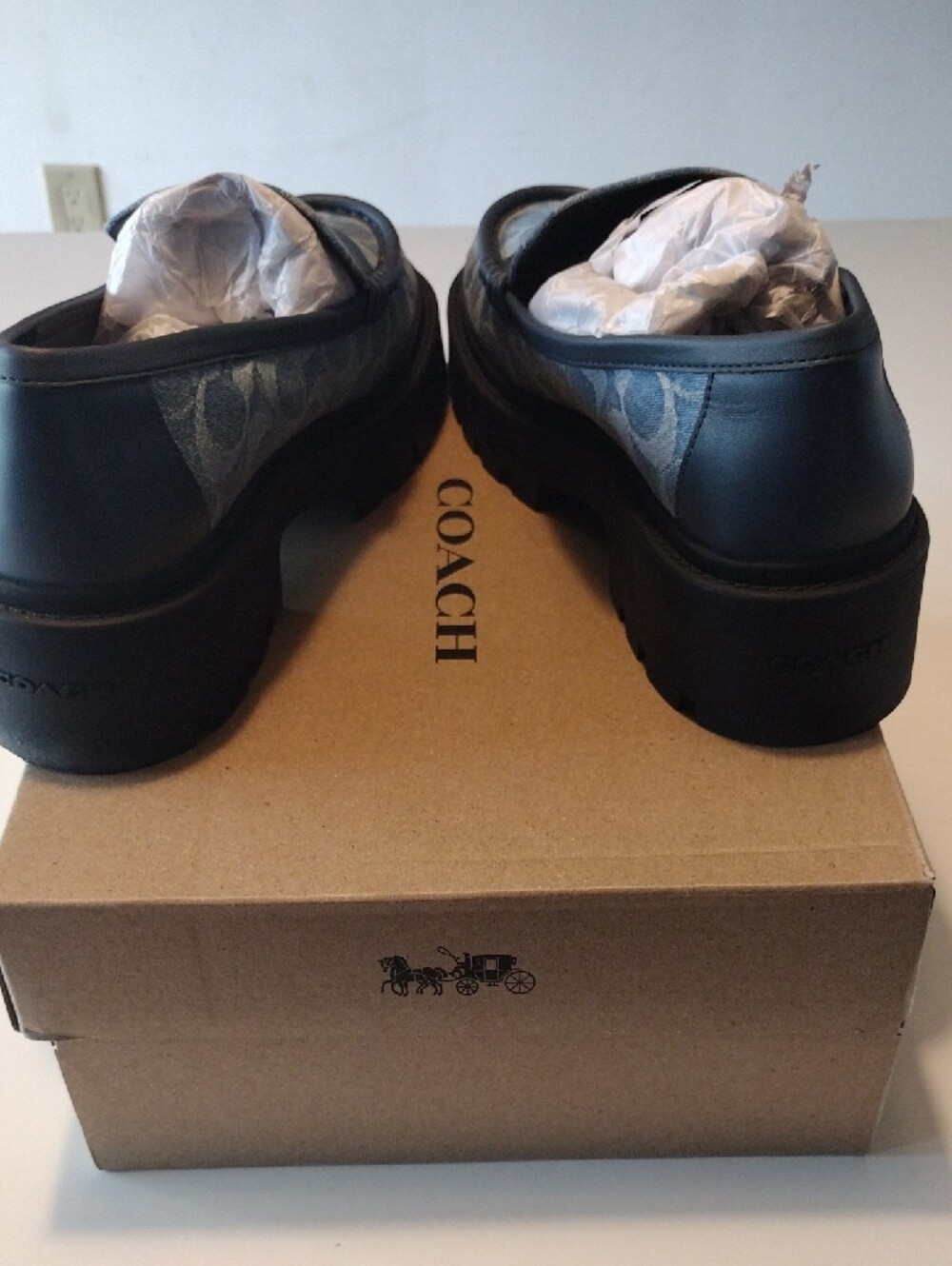 COACH Womens Denim Signature Penny Loafers. Pre-owned, Excellent Condition. - Picture 2 of 7